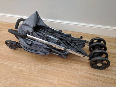 An umbrella fold stroller