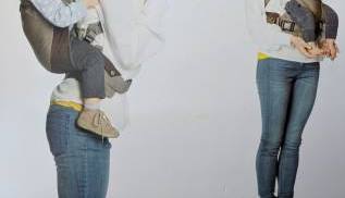 A high waist baby carrier with pocket access