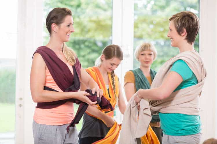 Women at a baby wrap class