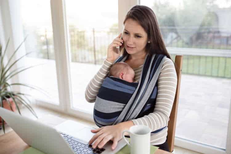 Baby in a wrap carrier