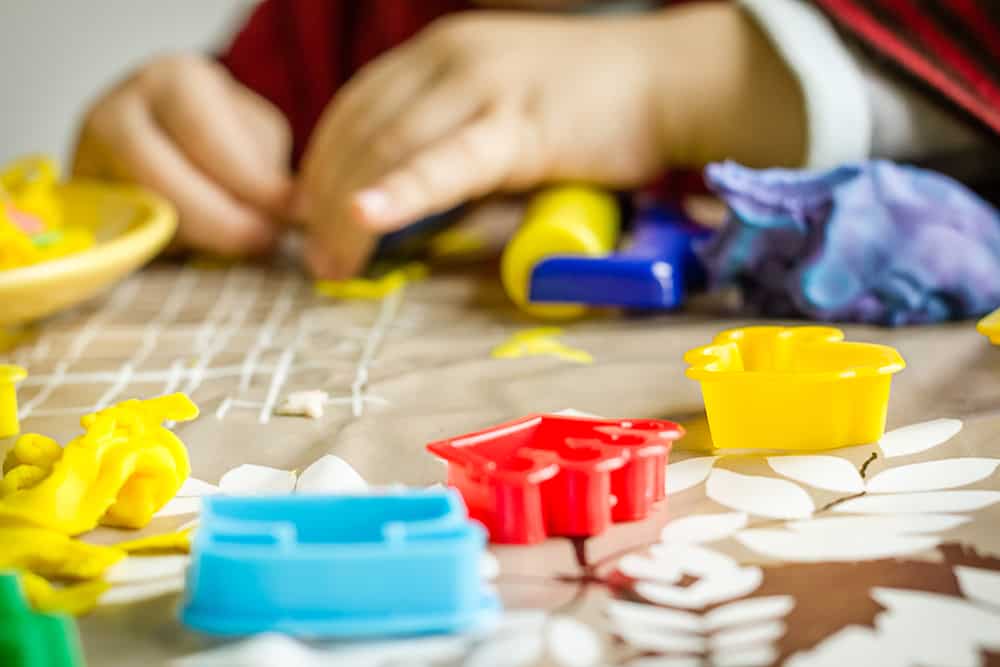 Playing with a playdough set