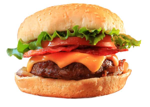 A bacon cheeseburger - around 700 calories