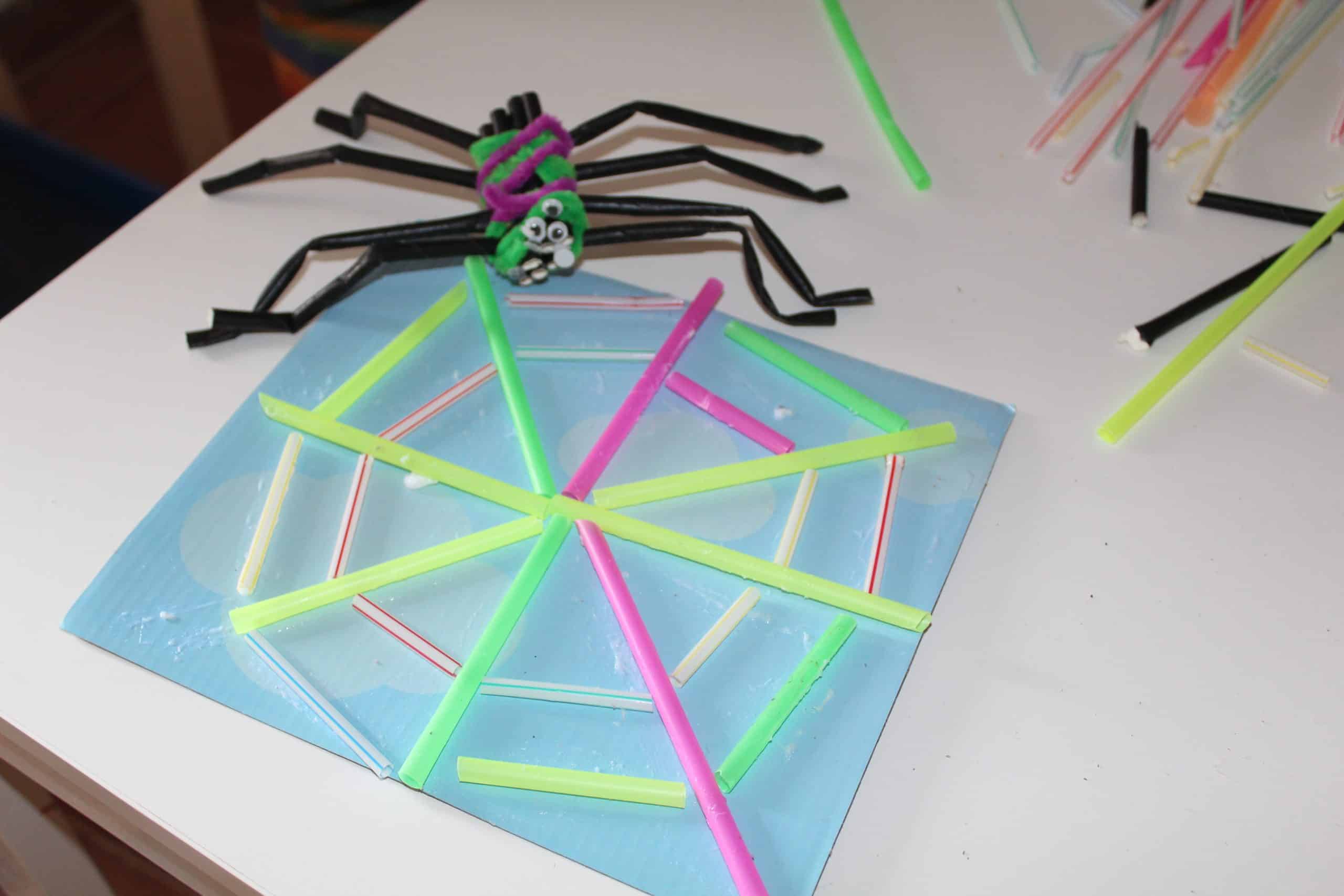 Making a Spider and Spiderweb Out of Straws